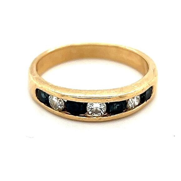 Simple 14k Blue Sapphires/Diamond Ring